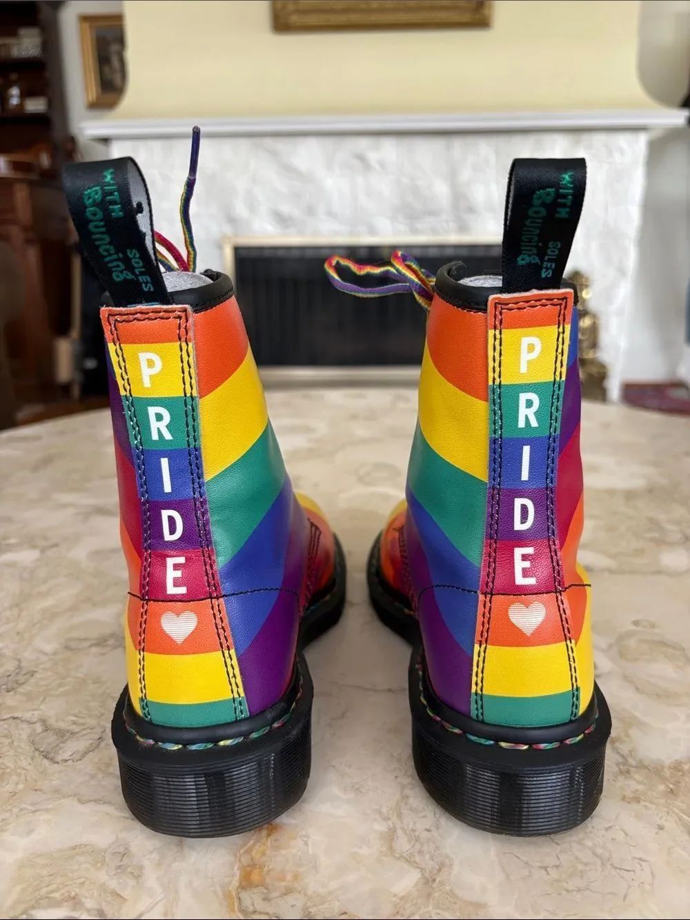 Dr. Martens 1460 Pride Multi Rainbow 🌈 Backhand Stripe 8-Eyelet Combat Boots - Picture 8 of 13